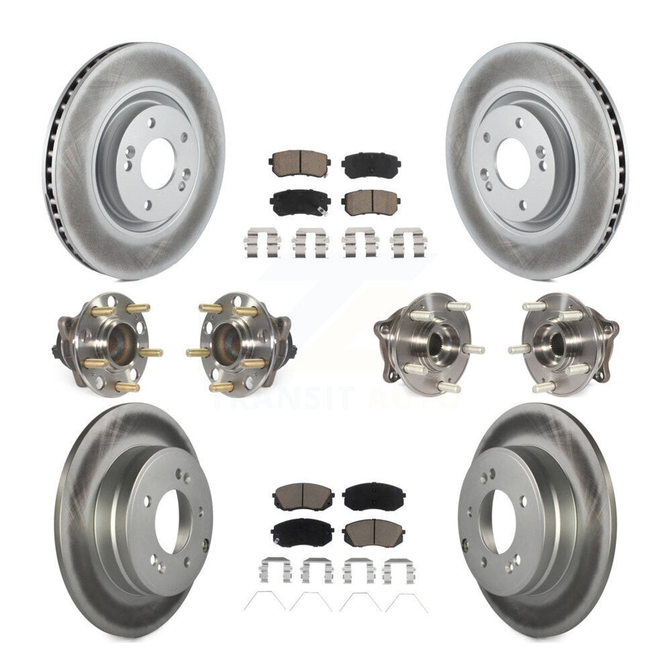 Front Rear Hub Bearing Coated Disc Brake Rotor And Ceramic Pads Kit (10Pc) For Kia Optima KBB-120663