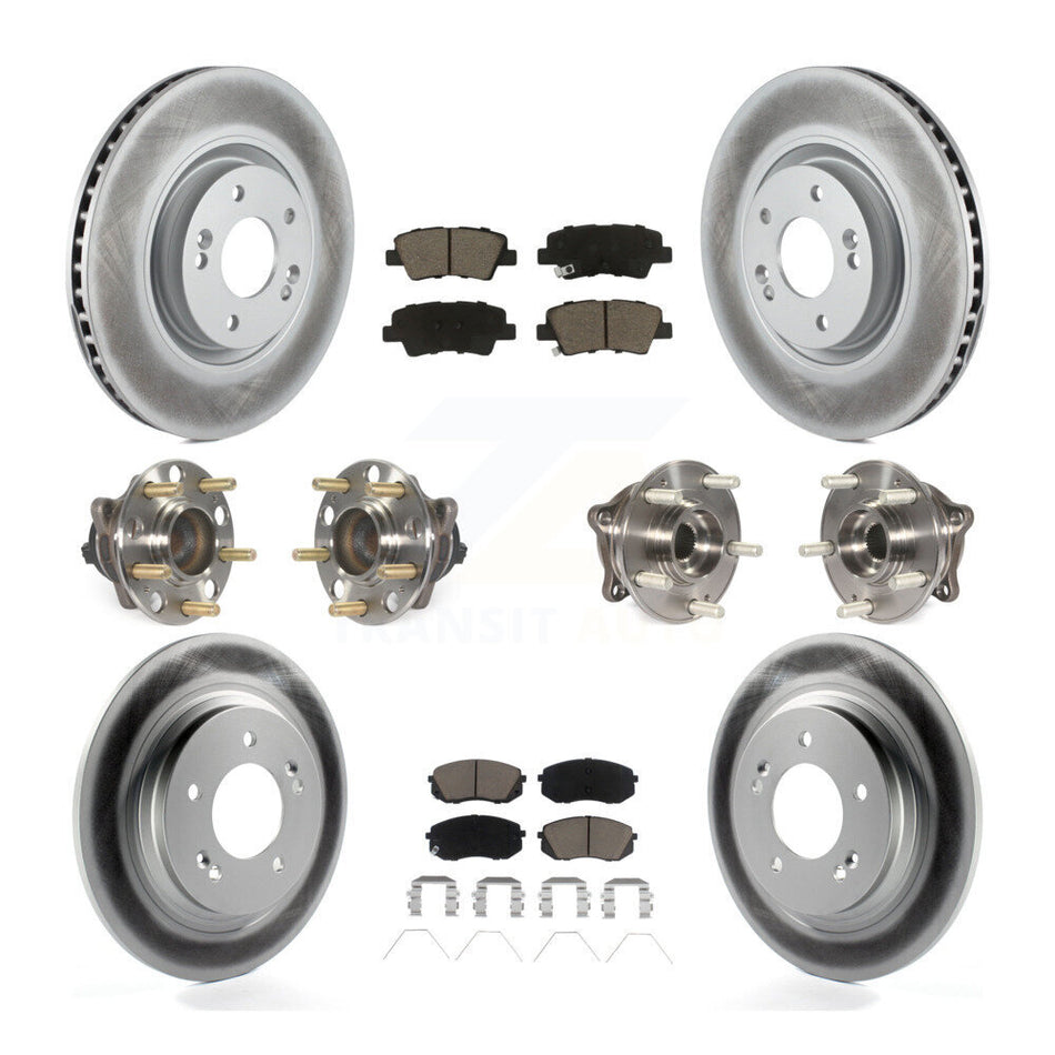 Front Rear Hub Bearings Assembly Coated Disc Brake Rotors And Ceramic Pads Kit (10Pc) For Kia Optima With Electric Parking KBB-120664