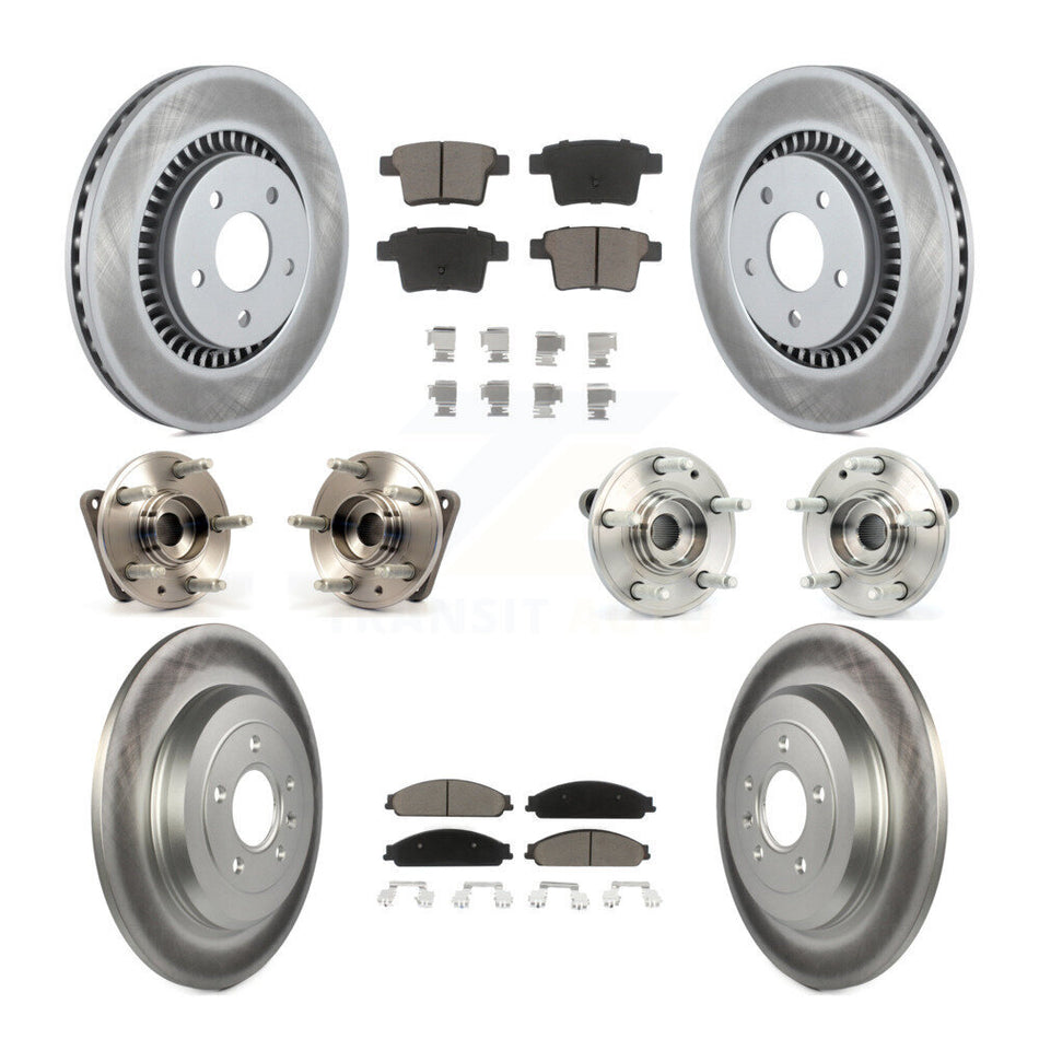 Front Rear Hub Bearings Assembly Coated Disc Brake Rotors And Ceramic Pads Kit (10Pc) For Ford Five Hundred Freestyle Taurus Mercury Montego X Sable FWD KBB-120668