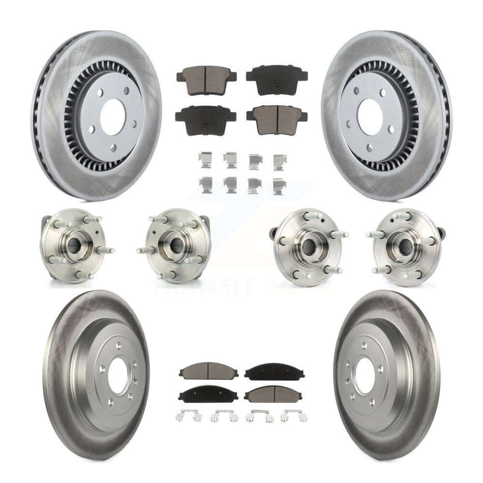 Front Rear Hub Bearings Assembly Coated Disc Brake Rotors And Ceramic Pads Kit (10Pc) For Ford Five Hundred Freestyle Taurus Mercury Montego X Sable AWD KBB-120669