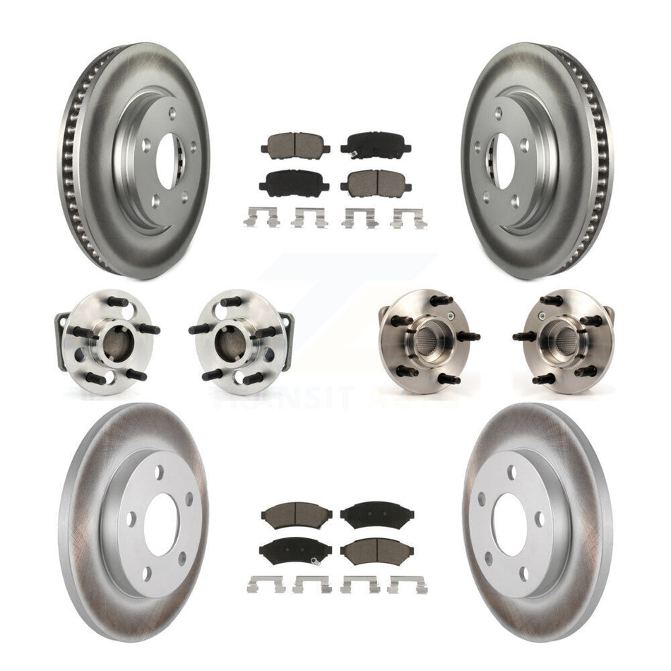 Front Rear Hub Bearings Assembly Coated Disc Brake Rotors And Ceramic Pads Kit (10Pc) For Pontiac Grand Prix Buick LaCrosse Allure KBB-120671