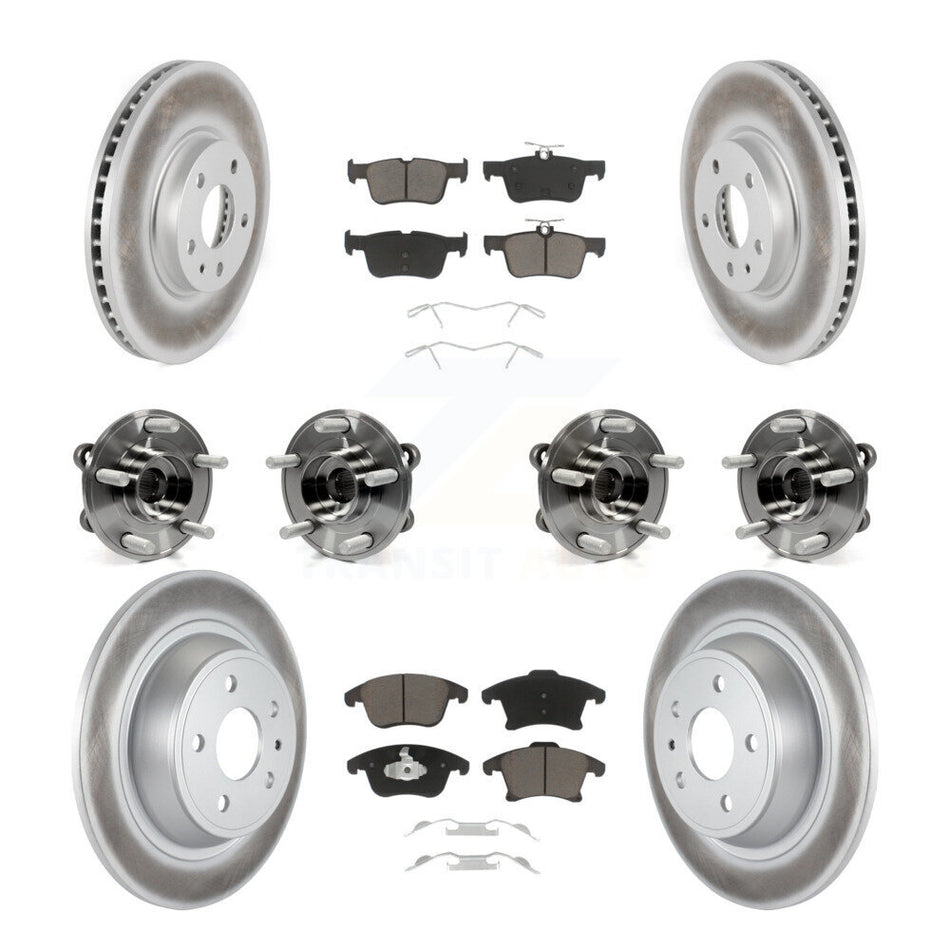 Front Rear Hub Bearings Assembly Coated Disc Brake Rotors And Ceramic Pads Kit (10Pc) For Ford Fusion KBB-120679