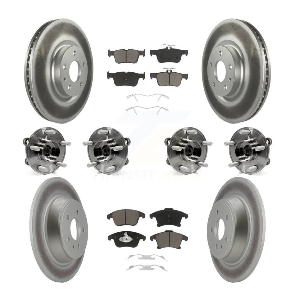 Front Rear Hub Bearings Assembly Coated Disc Brake Rotors And Ceramic Pads Kit (10Pc) For Ford Fusion Lincoln MKZ KBB-120680