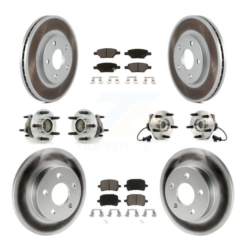 Front Rear Hub Bearings Assembly Coated Disc Brake Rotors And Ceramic Pads Kit (10Pc) For Chevrolet Malibu Pontiac G6 With 276mm Diameter Rotor KBB-120682