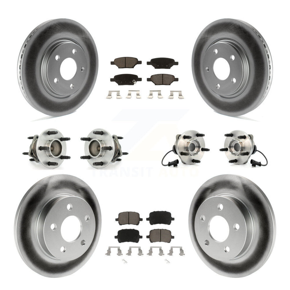 Front Rear Hub Bearings Assembly Coated Disc Brake Rotors And Ceramic Pads Kit (10Pc) For Chevrolet Malibu Pontiac G6 Saturn Aura KBB-120684