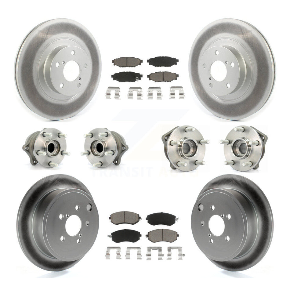 Front Rear Hub Bearings Assembly Coated Disc Brake Rotors And Ceramic Pads Kit (10Pc) For Subaru Outback Impreza Forester Legacy KBB-120689
