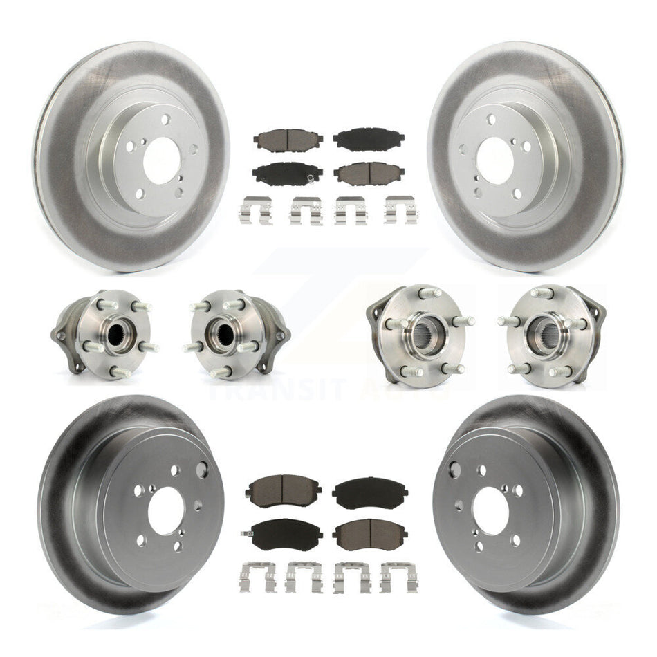 Front Rear Hub Bearings Assembly Coated Disc Brake Rotors And Ceramic Pads Kit (10Pc) For Subaru Outback Forester Impreza Legacy KBB-120694