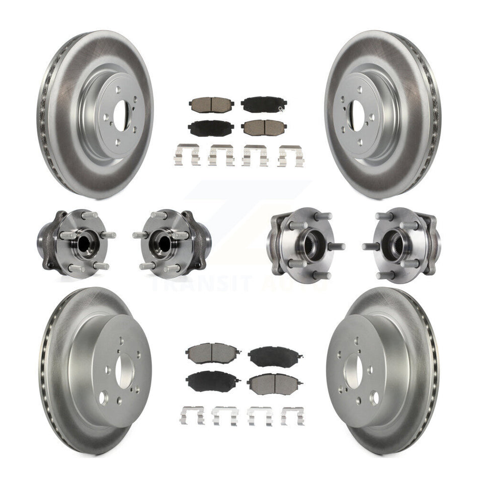 Front Rear Hub Bearings Assembly Coated Disc Brake Rotors And Ceramic Pads Kit (10Pc) For Subaru Forester 2.0L KBB-120695