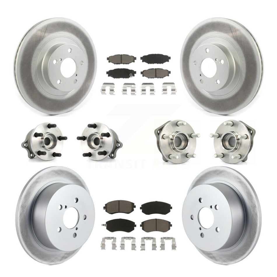 Front Rear Hub Bearings Assembly Coated Disc Brake Rotors And Ceramic Pads Kit (10Pc) For Subaru Outback Legacy With 292mm Diameter Rotor KBB-120697