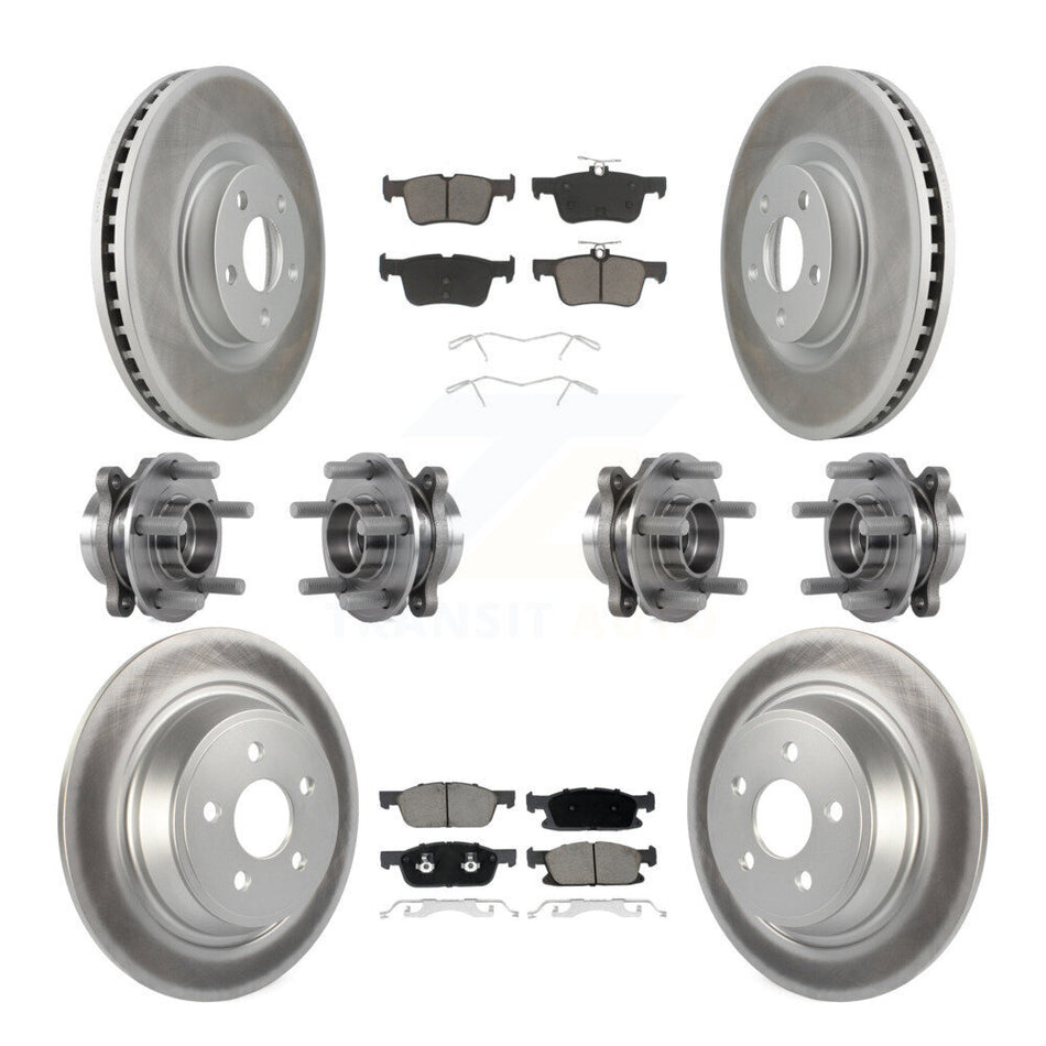 Front Rear Hub Bearing Coated Disc Brake Rotor Pad Kit (10Pc) For Lincoln Continental AWD KBB-120705