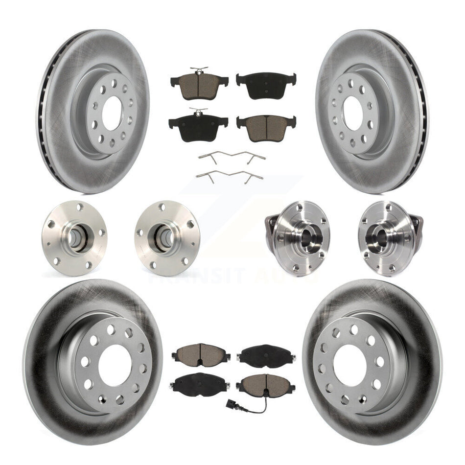 Front Rear Hub Bearing Coated Brake Rotor And Pad Kit (10Pc) For Audi A3 Sportback e-tron KBB-120711