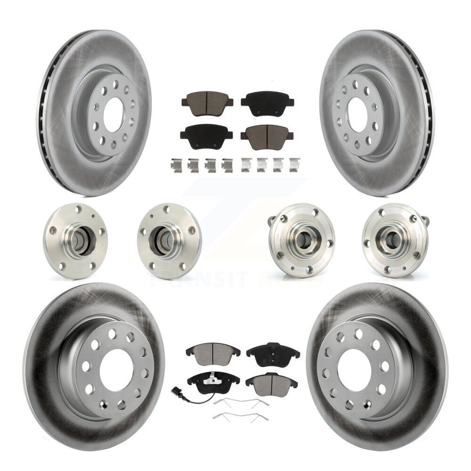 Front Rear Hub Bearings Assembly Coated Disc Brake Rotors And Ceramic Pads Kit (10Pc) For Volkswagen Passat KBB-120713