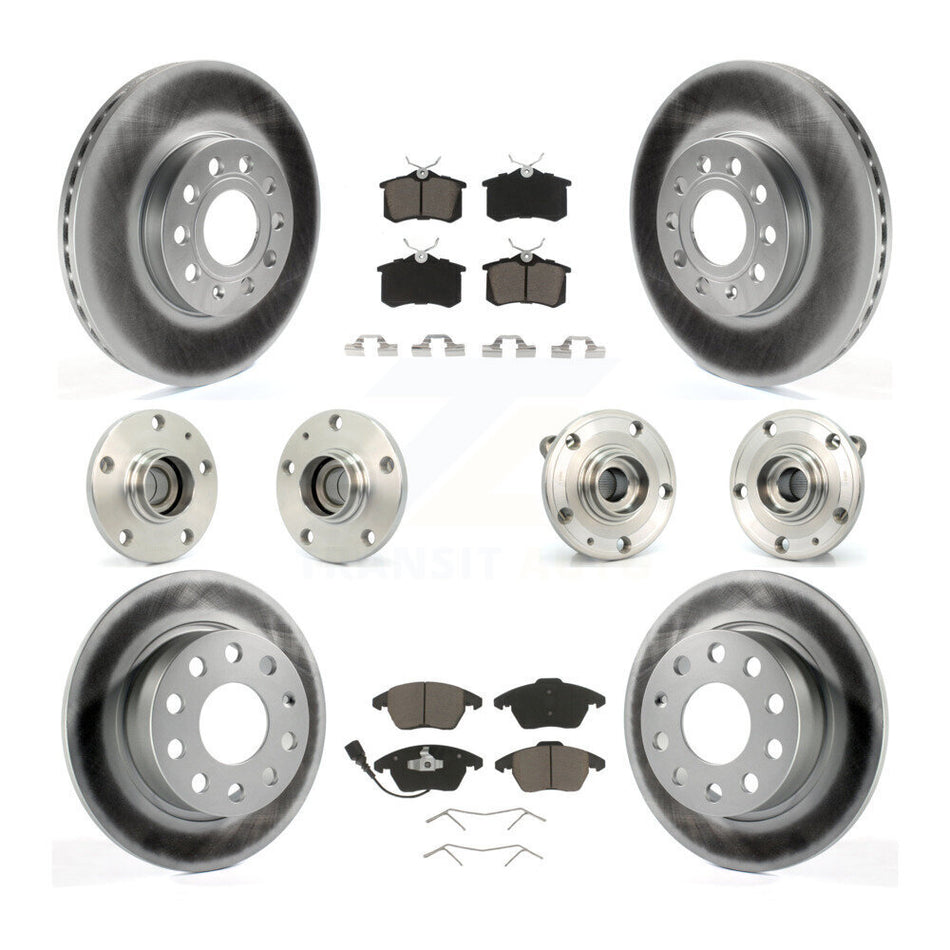Front Rear Hub Bearings Assembly Coated Disc Brake Rotors And Ceramic Pads Kit (10Pc) For Volkswagen Jetta Beetle KBB-120715