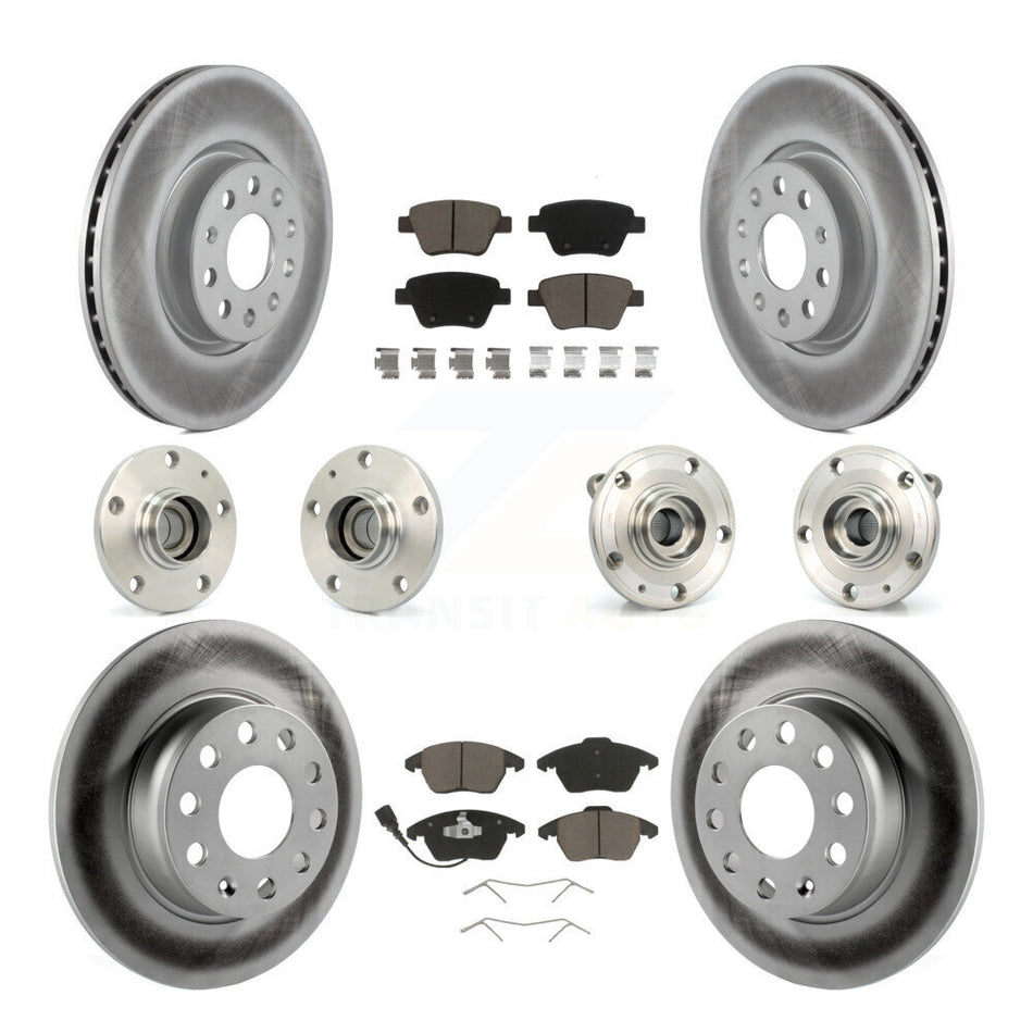 Front Rear Hub Bearings Assembly Coated Disc Brake Rotors And Ceramic Pads Kit (10Pc) For Volkswagen Beetle GTI KBB-120721