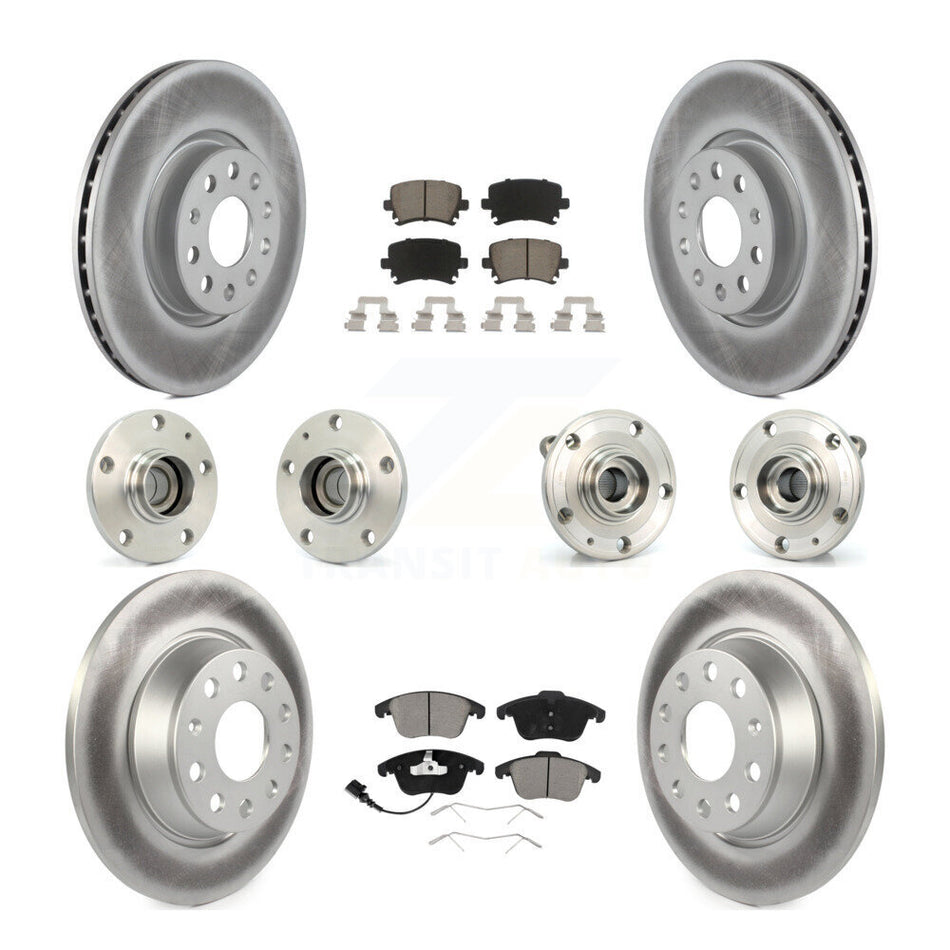 Front Rear Hub Bearings Assembly Coated Disc Brake Rotors And Ceramic Pads Kit (10Pc) For Volkswagen Tiguan Audi Q3 KBB-120724