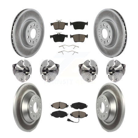 Front Rear Hub Bearings Coated Disc Brake Rotors And Pads Kit (10Pc) For Audi TT Quattro KBB-120728