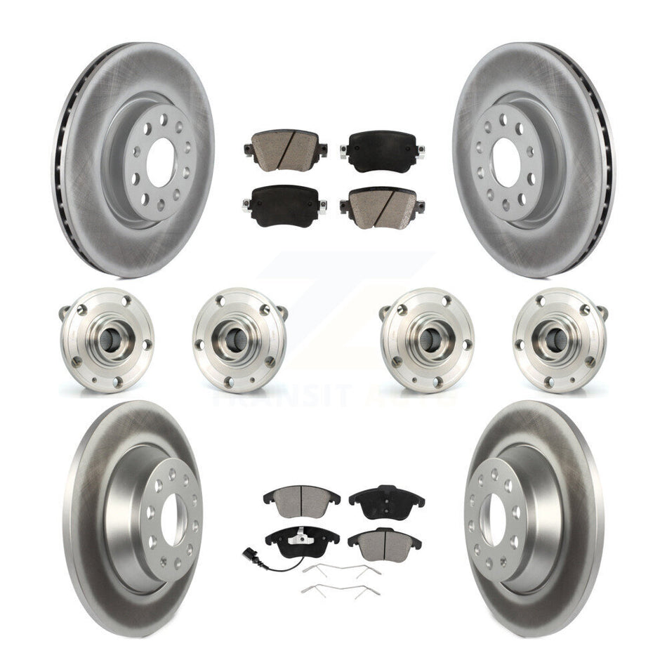 Front Rear Hub Bearings Assembly Coated Disc Brake Rotors And Ceramic Pads Kit (10Pc) For Audi Q3 Quattro KBB-120729