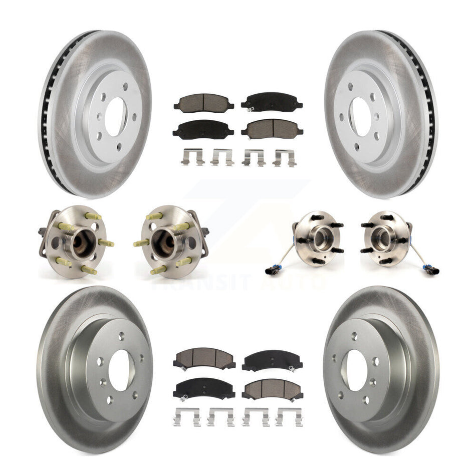 Front Rear Hub Bearings Assembly Coated Disc Brake Rotors And Ceramic Pads Kit (10Pc) For Buick Lucerne KBB-120750