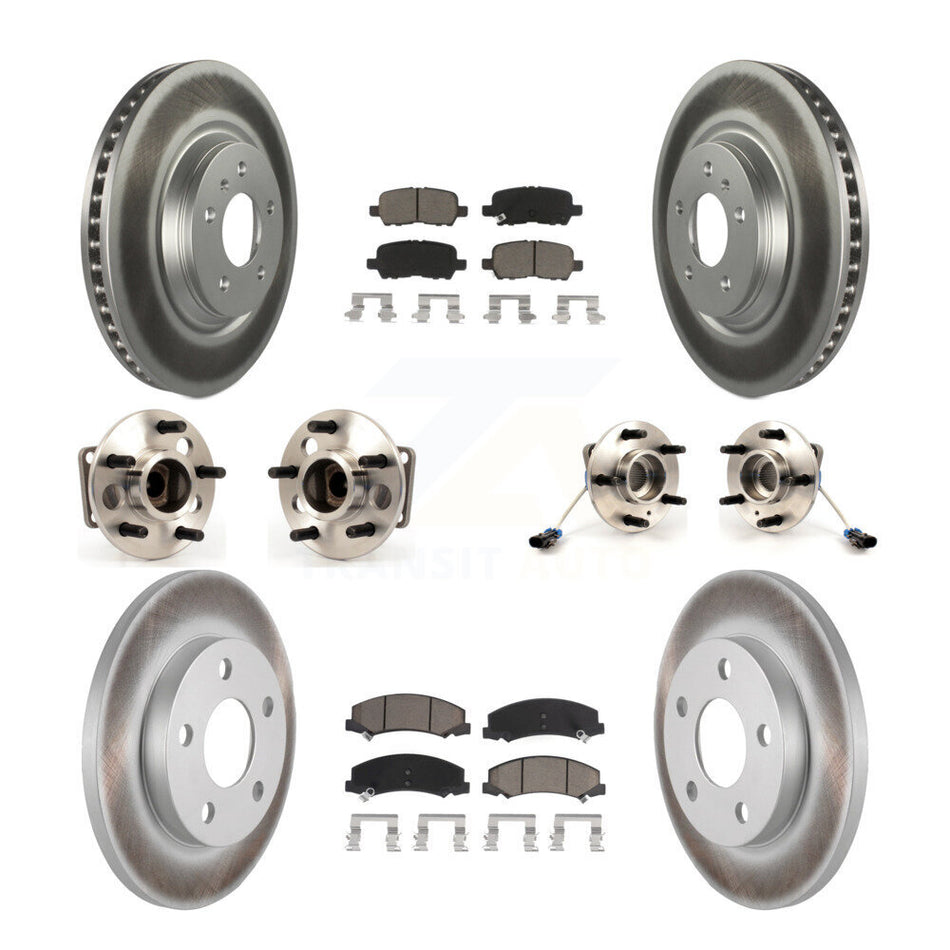 Front Rear Hub Bearings Assembly Coated Disc Brake Rotors And Ceramic Pads Kit (10Pc) For Chevrolet Impala Limited KBB-120753
