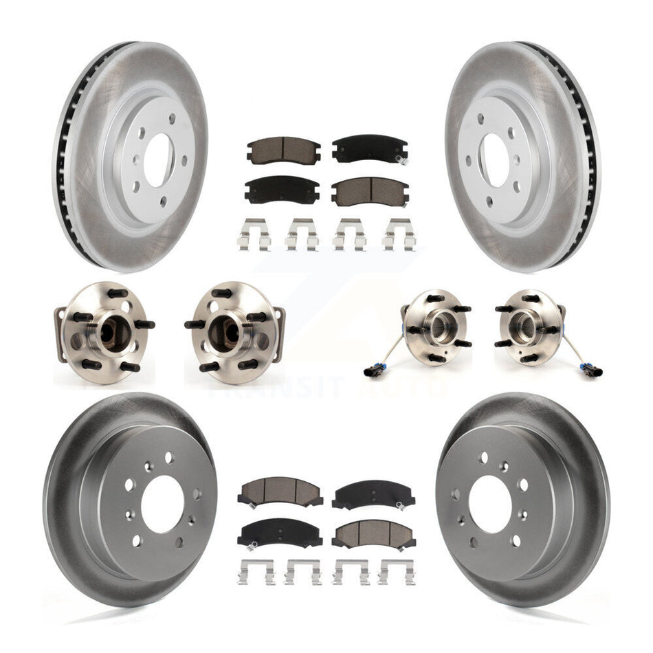 Front Rear Hub Bearings Assembly Coated Disc Brake Rotors And Ceramic Pads Kit (10Pc) For Chevrolet Impala Monte Carlo KBB-120754
