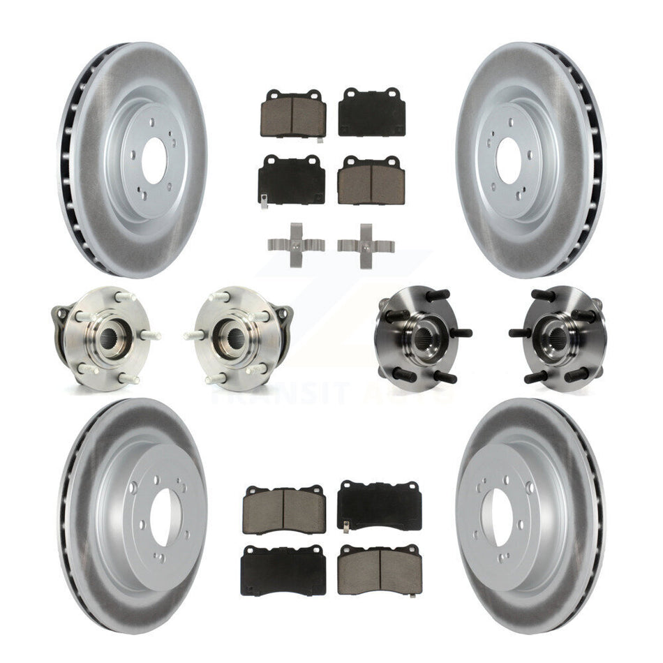 Front Rear Hub Bearings Assembly Coated Disc Brake Rotors And Ceramic Pads Kit (10Pc) For Mitsubishi Lancer KBB-120755