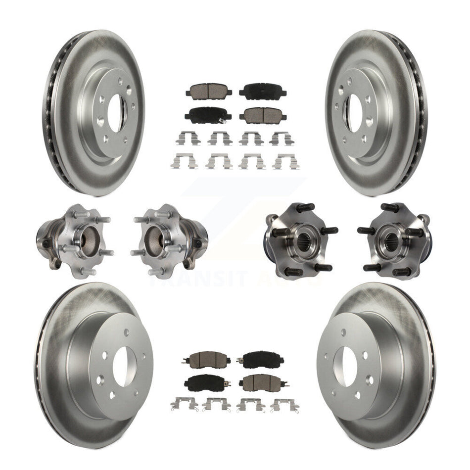 Front Rear Hub Bearings Assembly Coated Disc Brake Rotors And Ceramic Pads Kit (10Pc) For Nissan LEAF KBB-120779