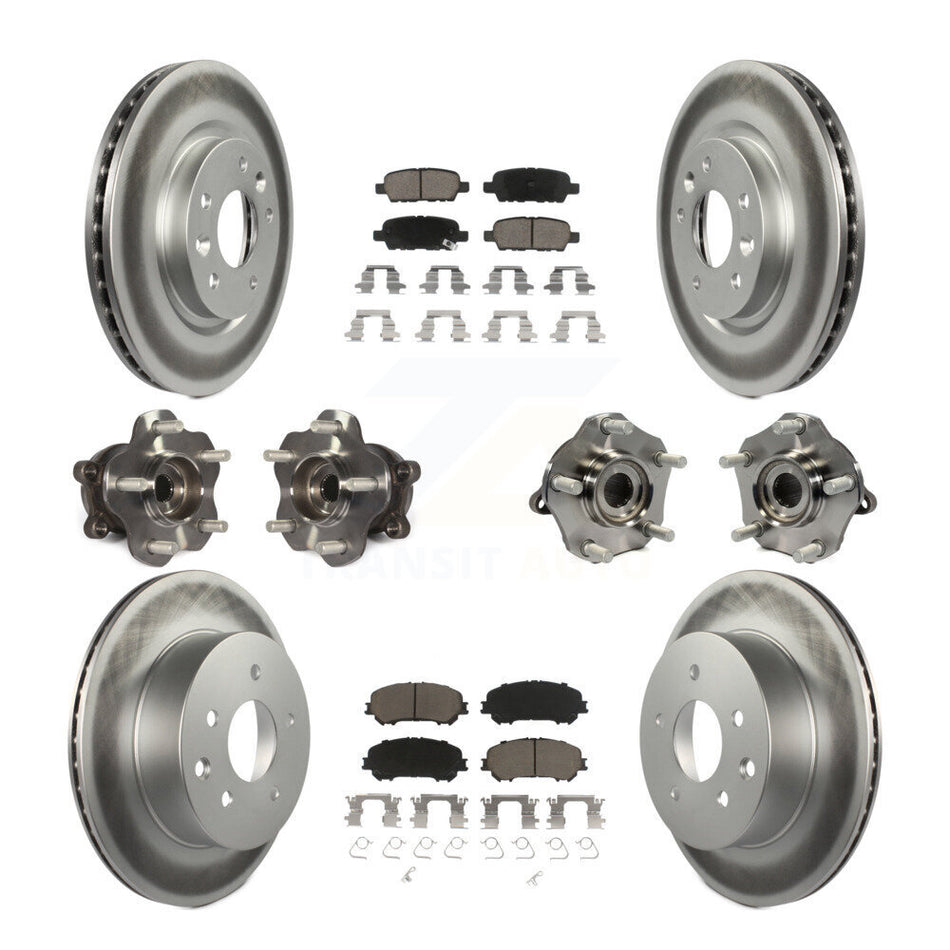 Front Rear Hub Bearings Assembly Coated Disc Brake Rotors And Ceramic Pads Kit (10Pc) For Nissan Rogue Sport Qashqai KBB-120781