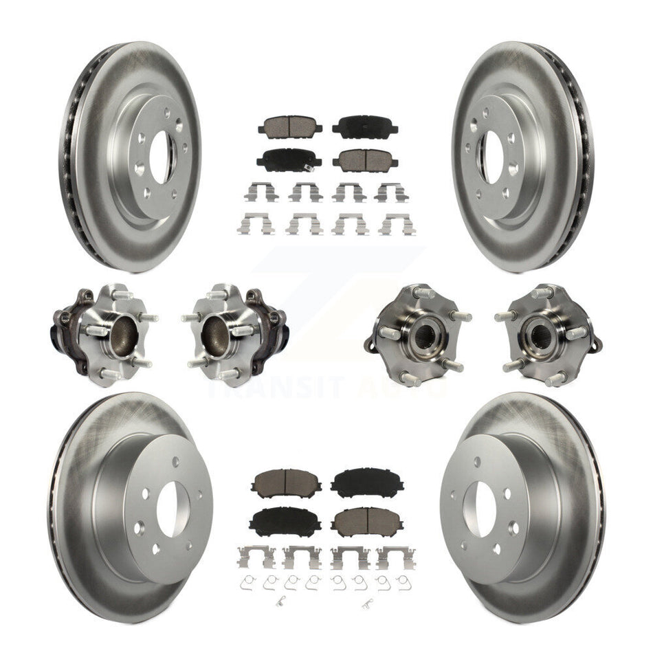Front Rear Hub Bearings Assembly Coated Disc Brake Rotors And Ceramic Pads Kit (10Pc) For Nissan Rogue Sport Qashqai KBB-120782