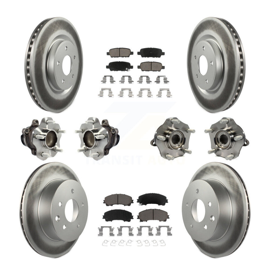 Front Rear Hub Bearings Assembly Coated Disc Brake Rotors And Ceramic Pads Kit (10Pc) For Nissan Rogue KBB-120784