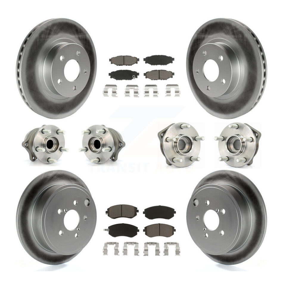 Front Rear Hub Bearings Assembly Coated Disc Brake Rotors And Ceramic Pads Kit (10Pc) For Subaru Impreza KBB-120803