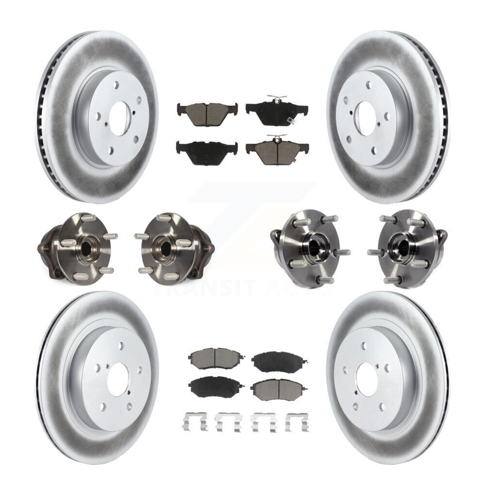 Front Rear Hub Bearings Assembly Coated Disc Brake Rotors And Ceramic Pads Kit (10Pc) For 2015 Subaru Legacy 2.5L KBB-120808