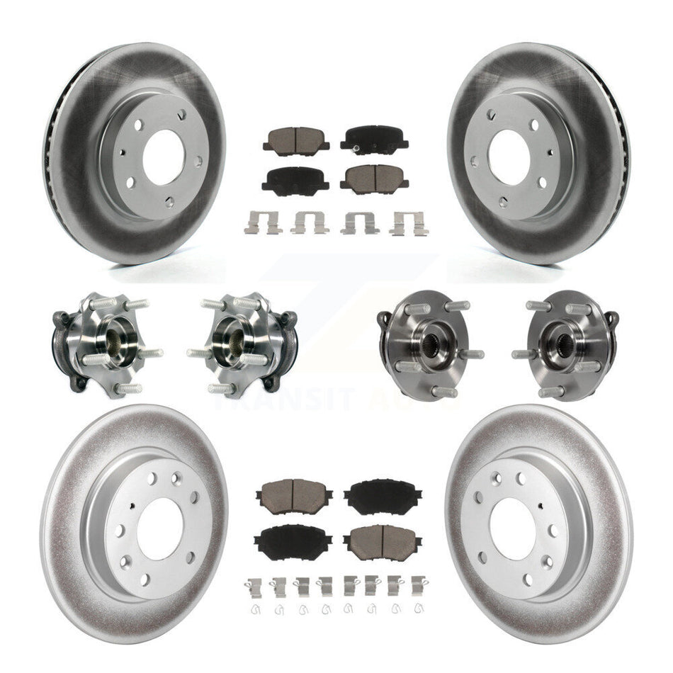 Front Rear Hub Bearings Coated Disc Brake Rotors And Pads Kit (10Pc) For Mazda 3 Sport KBB-120809