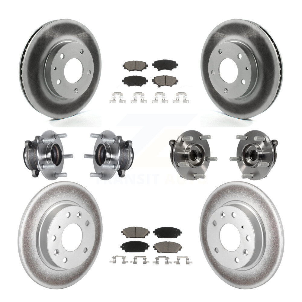 Front Rear Hub Bearings Coated Disc Brake Rotors And Pads Kit (10Pc) For Mazda 3 Sport KBB-120810