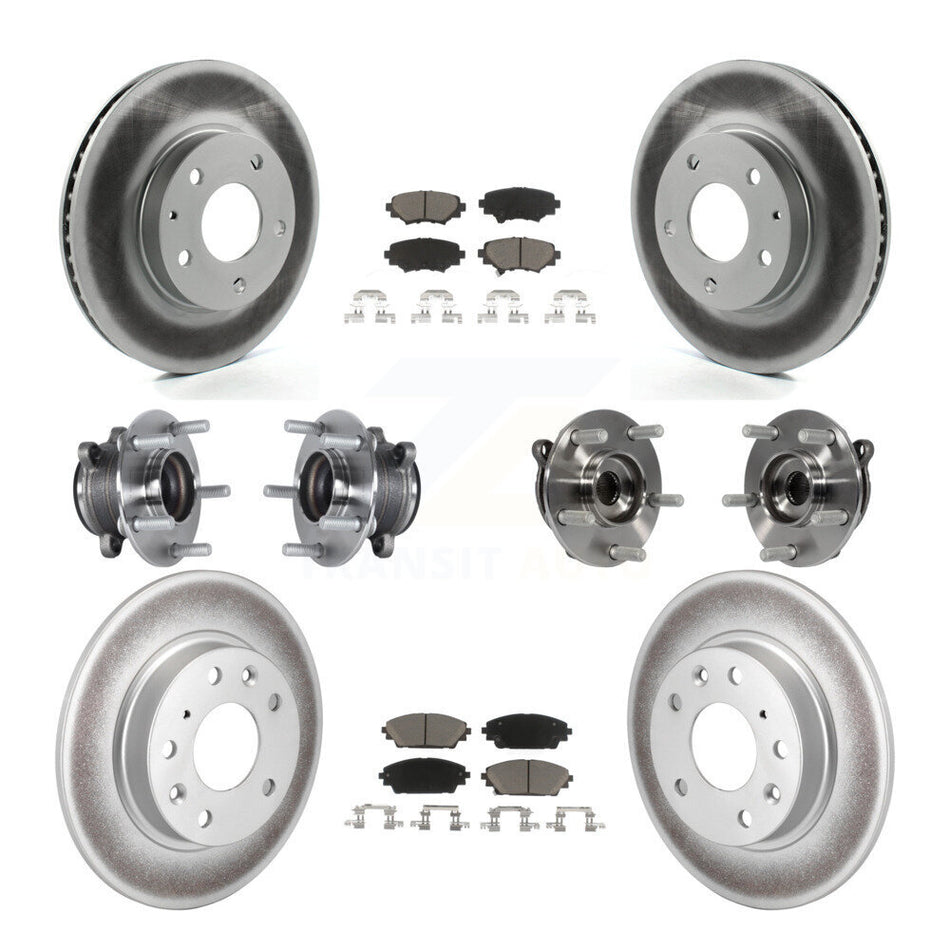 Front Rear Hub Bearings Coated Disc Brake Rotors And Pads Kit (10Pc) For Mazda 3 Sport KBB-120810