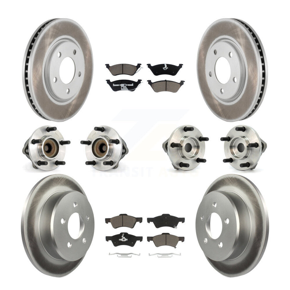 Front Rear Hub Bearings Assembly Coated Disc Brake Rotors And Ceramic Pads Kit (10Pc) For Dodge Grand Caravan Chrysler Town & Country KBB-120815