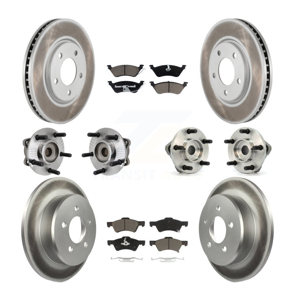Front Rear Hub Bearings Assembly Coated Disc Brake Rotors And Ceramic Pads Kit (10Pc) For Dodge Grand Caravan Chrysler Town & Country KBB-120818