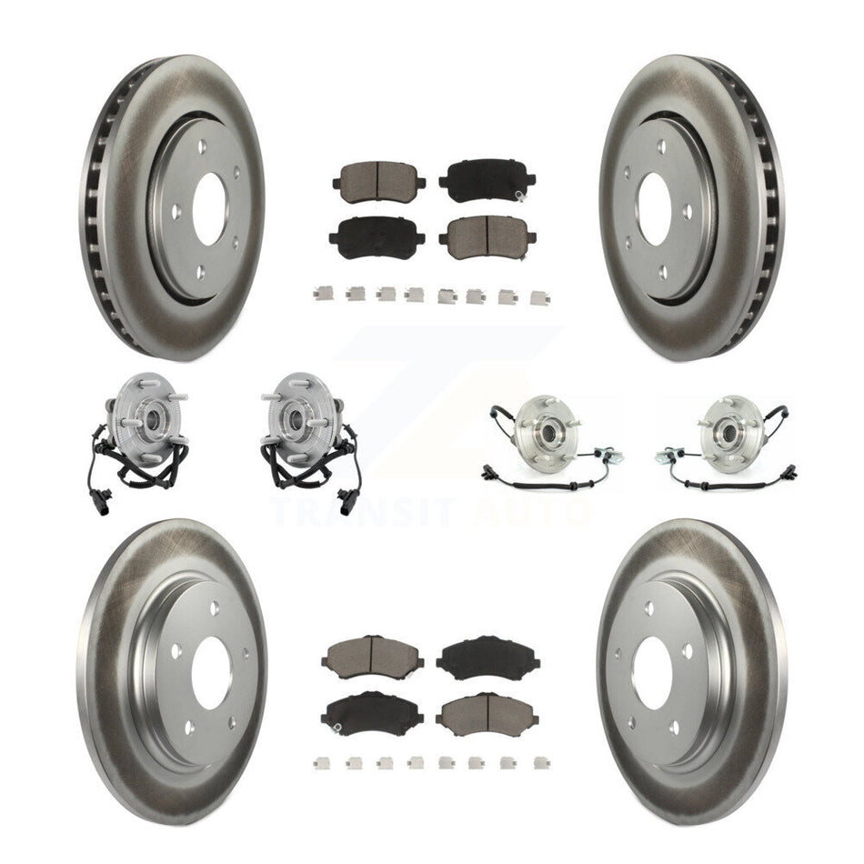 Front Rear Hub Bearings Assembly Coated Disc Brake Rotors And Ceramic Pads Kit (10Pc) For Chrysler Town & Country Dodge Grand Caravan Volkswagen Routan KBB-120823