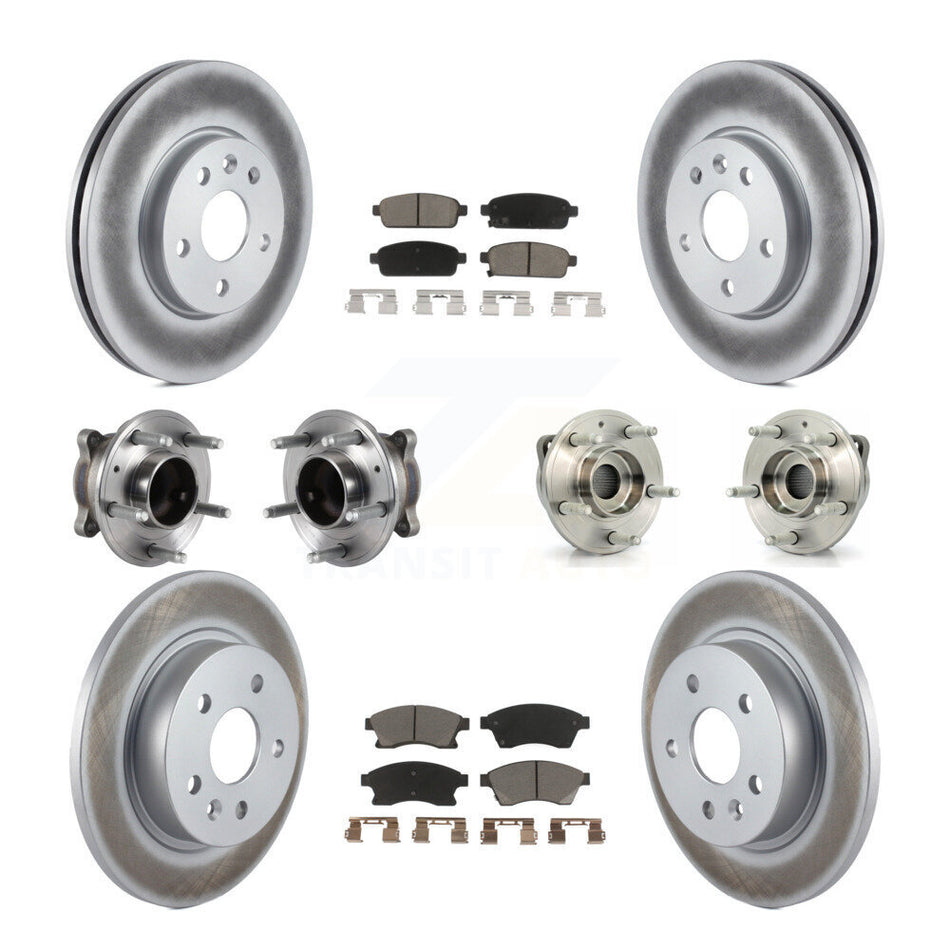 Front Rear Hub Bearings Assembly Coated Disc Brake Rotors And Ceramic Pads Kit (10Pc) For 2014-2015 Chevrolet Cruze GAS engine With 16" Factory Wheels KBB-120830