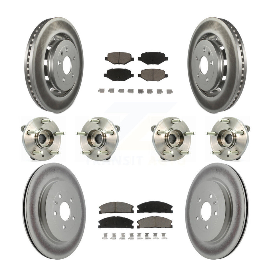 Front Rear Hub Bearings Assembly Coated Disc Brake Rotors And Ceramic Pads Kit (10Pc) For Lincoln MKS Ford Flex Taurus MKT KBB-120833