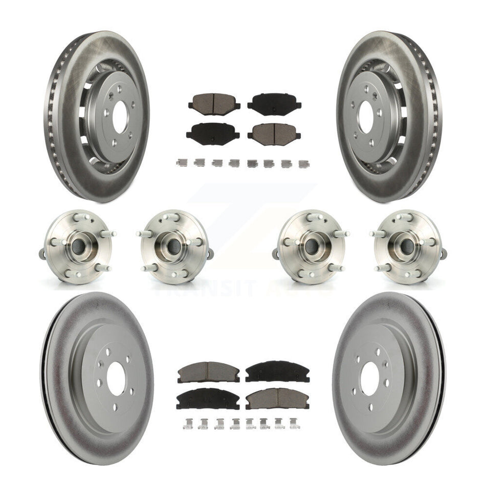Front Rear Hub Bearings Assembly Coated Disc Brake Rotors And Ceramic Pads Kit (10Pc) For Ford Explorer Police Interceptor Utility KBB-120840