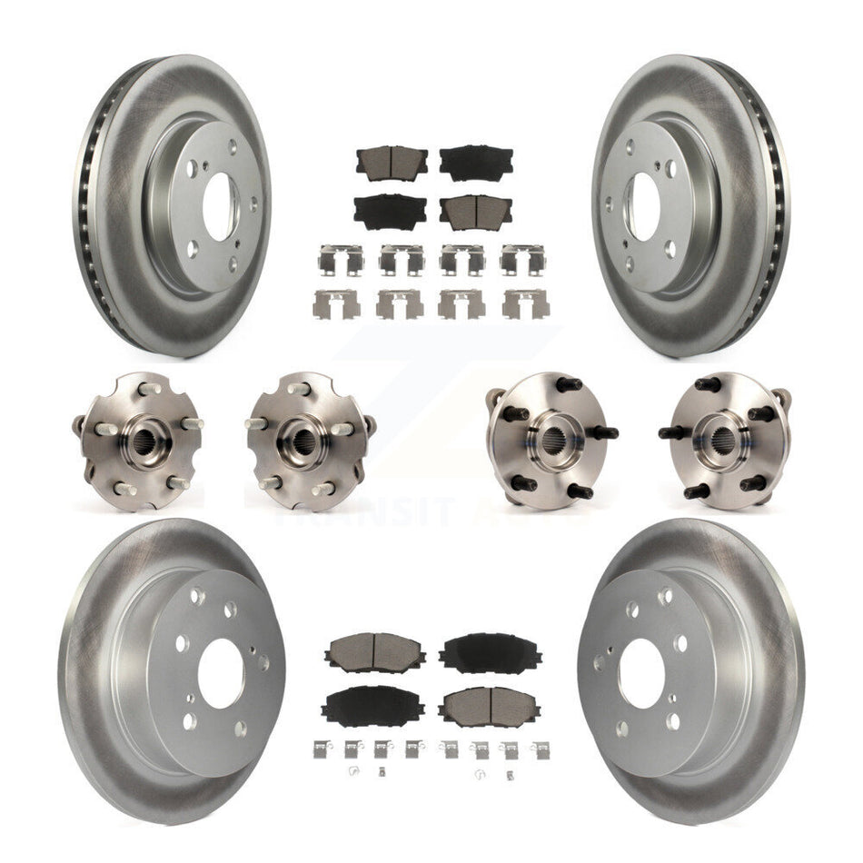 Front Rear Hub Bearings Assembly Coated Disc Brake Rotors And Ceramic Pads Kit (10Pc) For Toyota RAV4 Without 3rd Row Seating KBB-120842