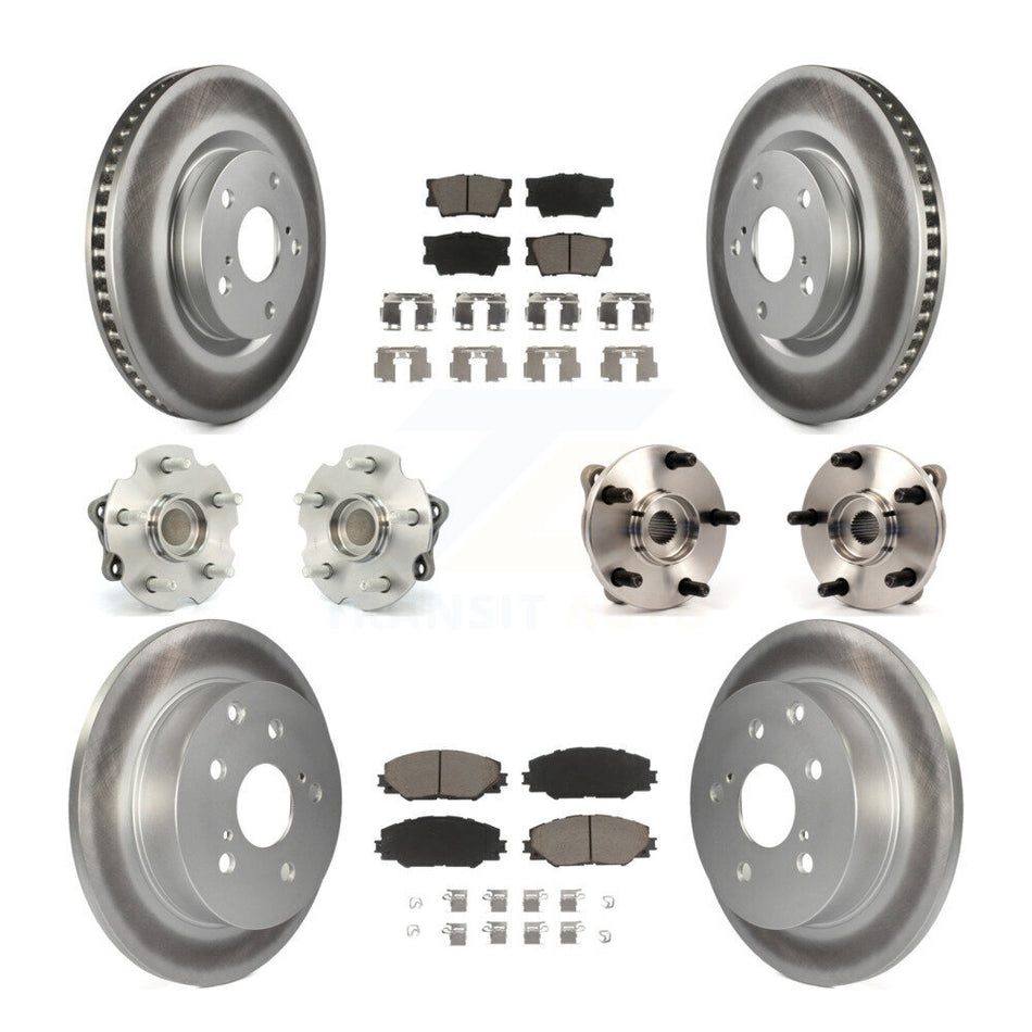 Front Rear Hub Bearings Assembly Coated Disc Brake Rotors And Ceramic Pads Kit (10Pc) For Toyota RAV4 With 3rd Row Seating KBB-120845