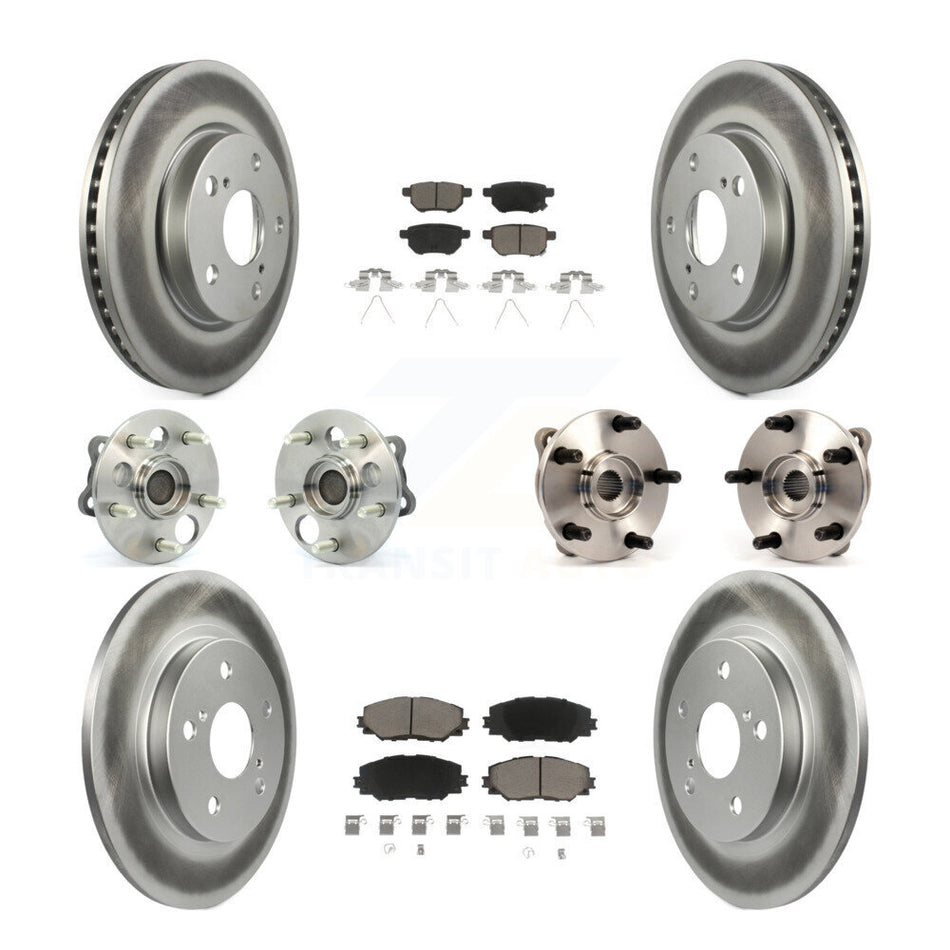 Front Rear Hub Bearings Assembly Coated Disc Brake Rotors And Ceramic Pads Kit (10Pc) For 2008-2015 Scion xB KBB-120850