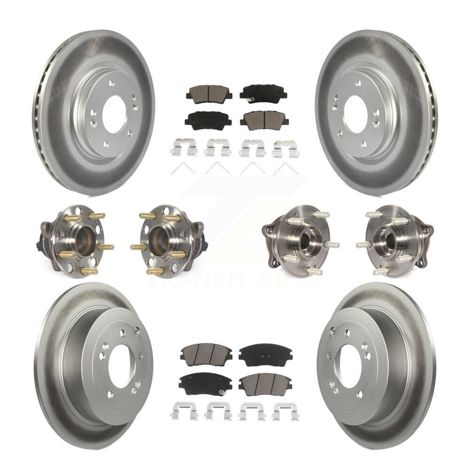 Front Rear Hub Bearings Assembly Coated Disc Brake Rotors And Ceramic Pads Kit (10Pc) For Hyundai Tucson Kia Sportage KBB-120863