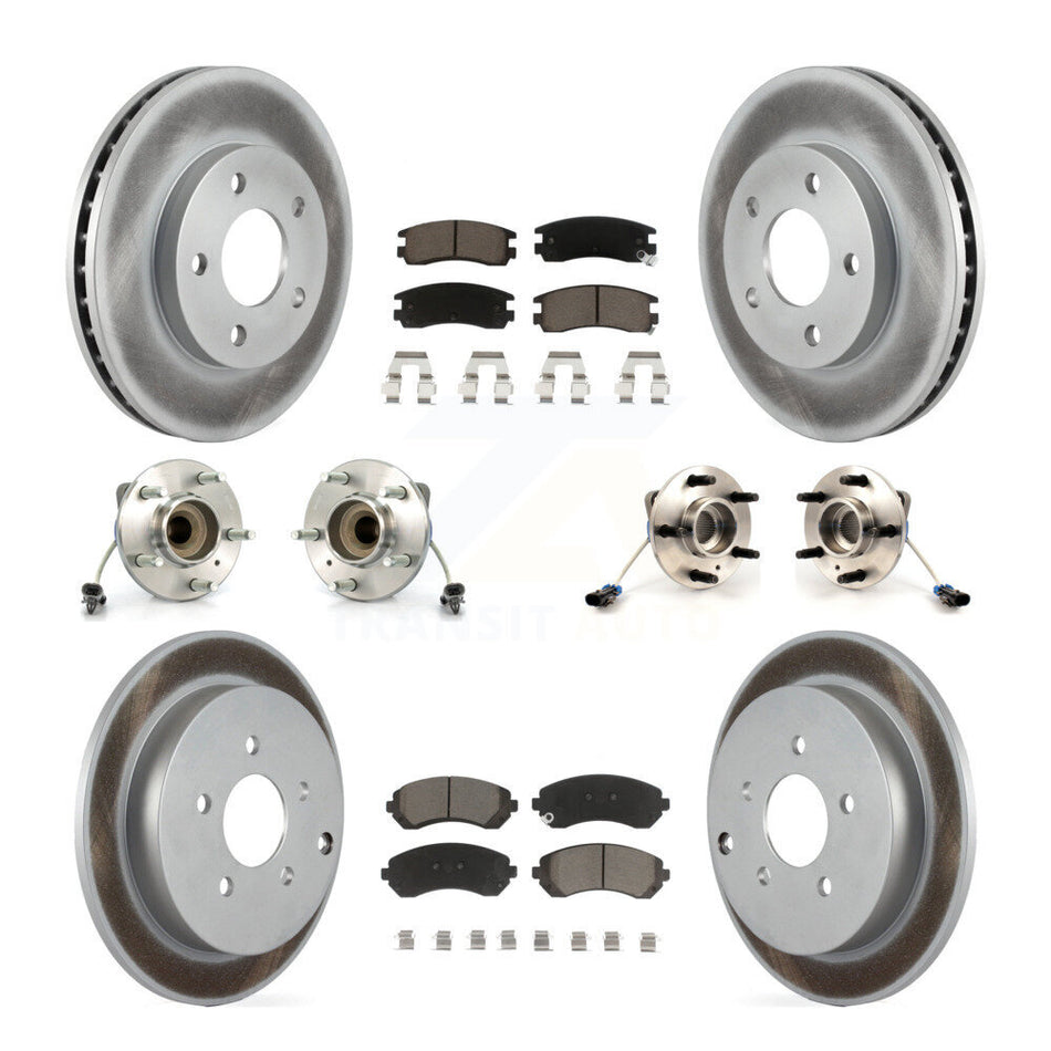 Front Rear Hub Bearings Assembly Coated Disc Brake Rotors And Ceramic Pads Kit (10Pc) For Buick Rendezvous KBB-120880