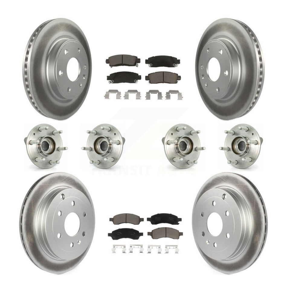 Front Rear Hub Bearings Assembly Coated Disc Brake Rotors And Ceramic Pads Kit (10Pc) For Chevrolet Traverse GMC Acadia Buick Enclave Saturn Outlook Limited KBB-120884