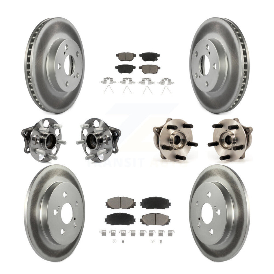 Front Rear Hub Bearings Assembly Coated Disc Brake Rotors And Ceramic Pads Kit (10Pc) For Toyota Prius Plug-In KBB-120885