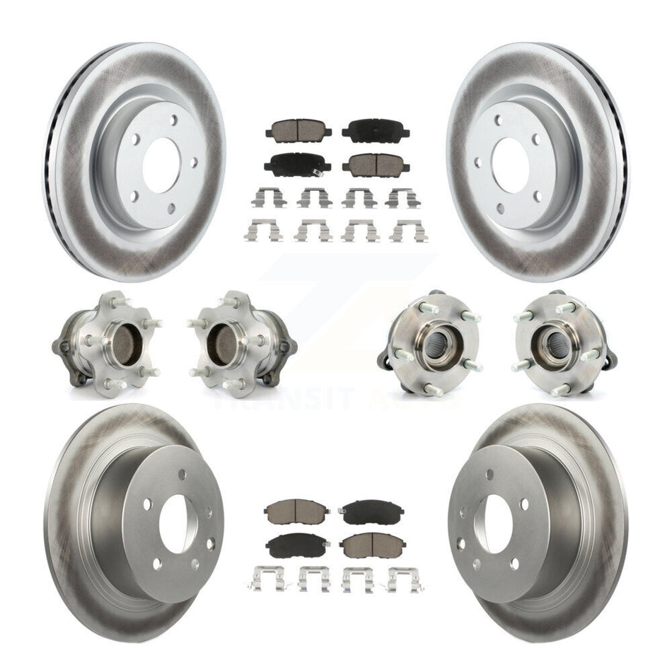 Front Rear Hub Bearings Assembly Coated Disc Brake Rotors And Ceramic Pads Kit (10Pc) For Nissan Altima KBB-120887