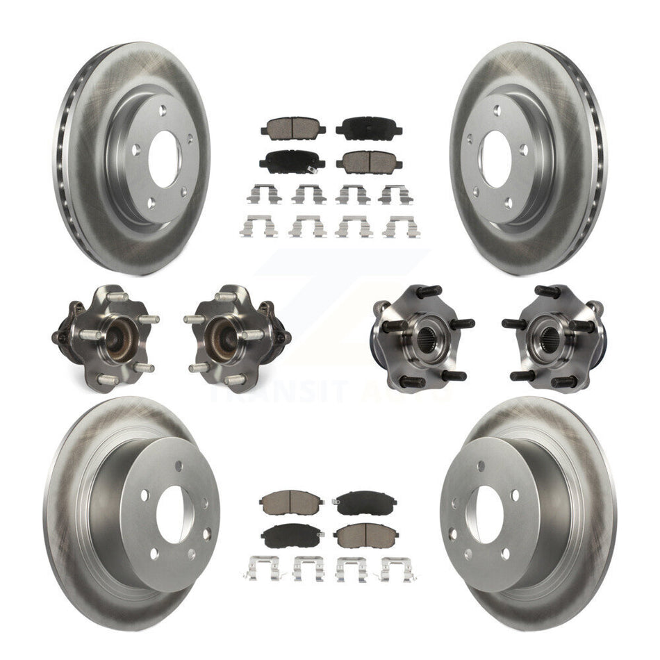 Front Rear Hub Bearings Assembly Coated Disc Brake Rotors And Ceramic Pads Kit (10Pc) For Nissan Sentra KBB-120898