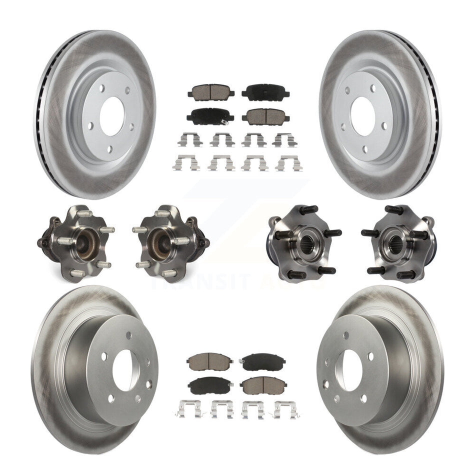 Front Rear Hub Bearings Assembly Coated Disc Brake Rotors And Ceramic Pads Kit (10Pc) For 2017-2019 Nissan Sentra Turbocharged KBB-120899
